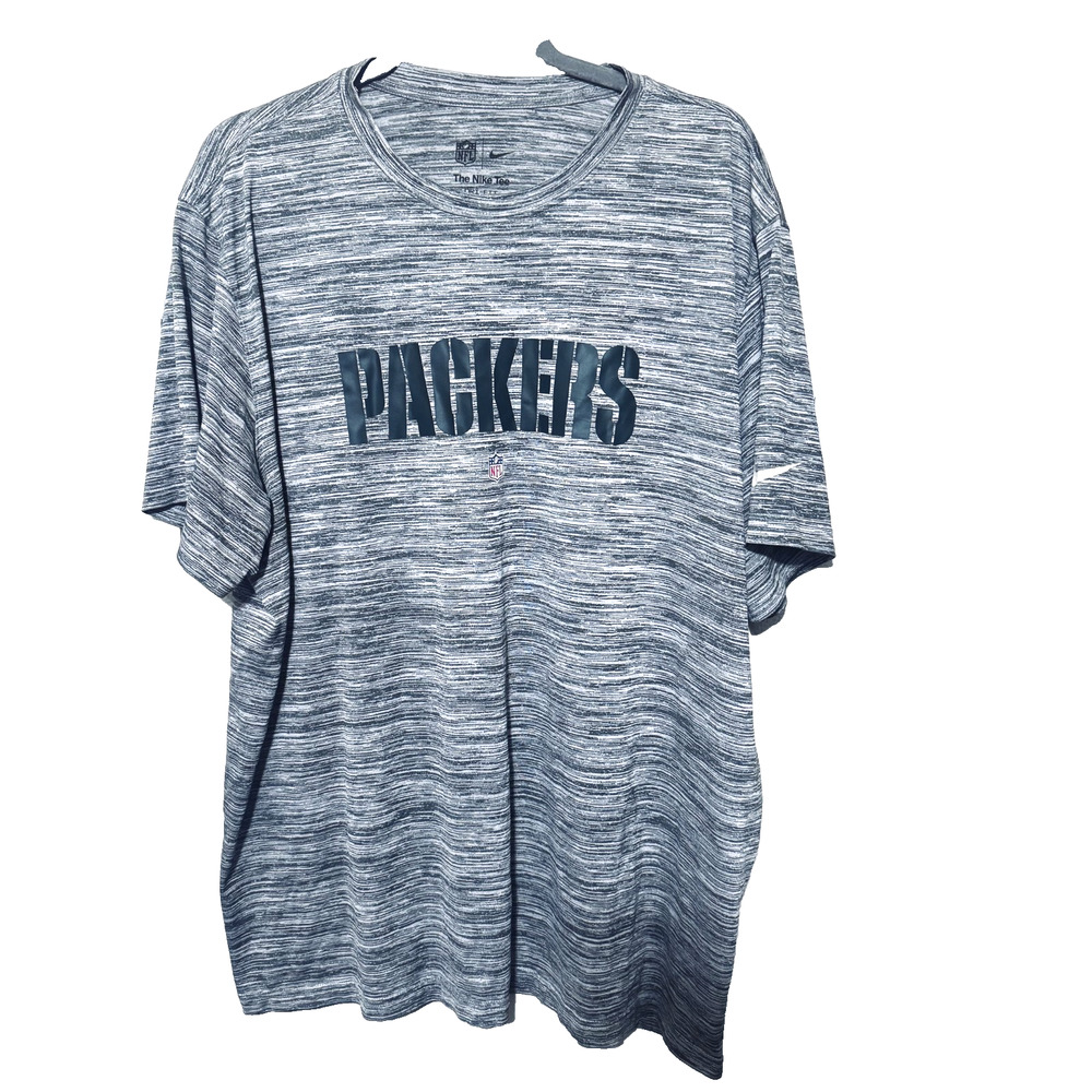 Nike Tee Green Bay Packers tshirt NFL Mens XXL Gray Dri-fit Shirt performance